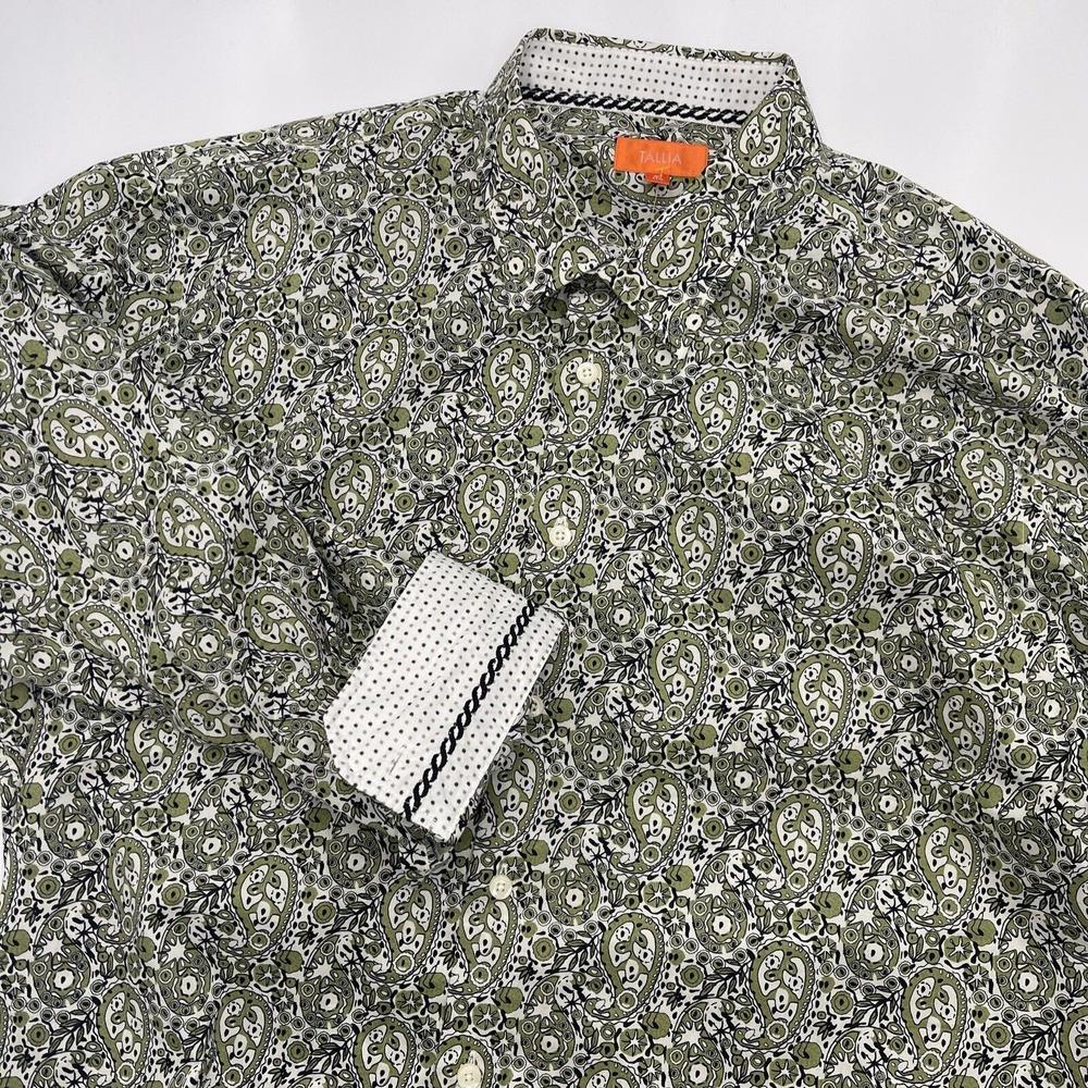 Tallia Sport Stretch Dress Shirt Floral Flip Cuff‎ Long Sleeve Mens Size X Large